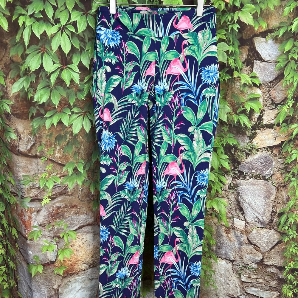 J. MCLAUGHLIN Stretch Tropical Leaf and Floral Print Pants, 2 - Picture 3 of 9